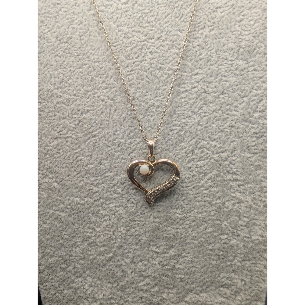 Sterling Silver Heart Pendant Necklace Gold Vermeil 18 Inch